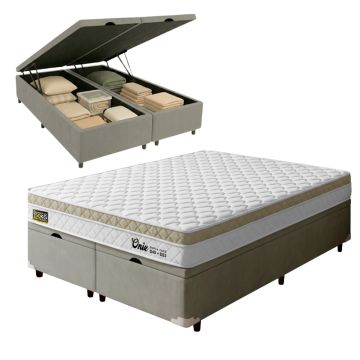 Cama Box Baú Queen Espuma Ortopédica Onix D45 158x198x61cm Hellen Suporta até 150 kg por pessoa