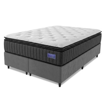 Cama Box King Colchão Ortopédico Titã Molas Ensacadas Pillow Top 193x203x72cm Hip Sleep