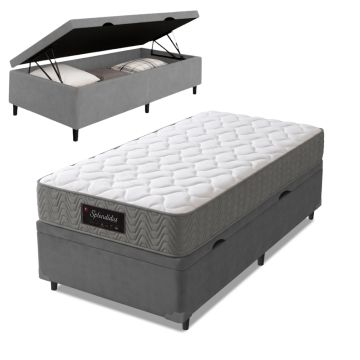 Cama Box Baú Colchão Solteiro Molas Ensacadas Splendido 88x188x65cm Munhoz