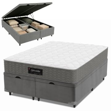 Cama Box Baú Colchão King Molas Ensacadas Splendido 193x203x65cm Munhoz