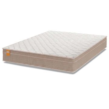 Colchão Casal Molas Qatar 138x188x22cm Bege/Branco Inducol - Suporta Até 200 Kg Por Pessoa