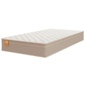 Colchão Solteiro Molas Qatar 88x188x22cm Bege/Branco Inducol - Suporta Até 200 Kg Por Pessoa