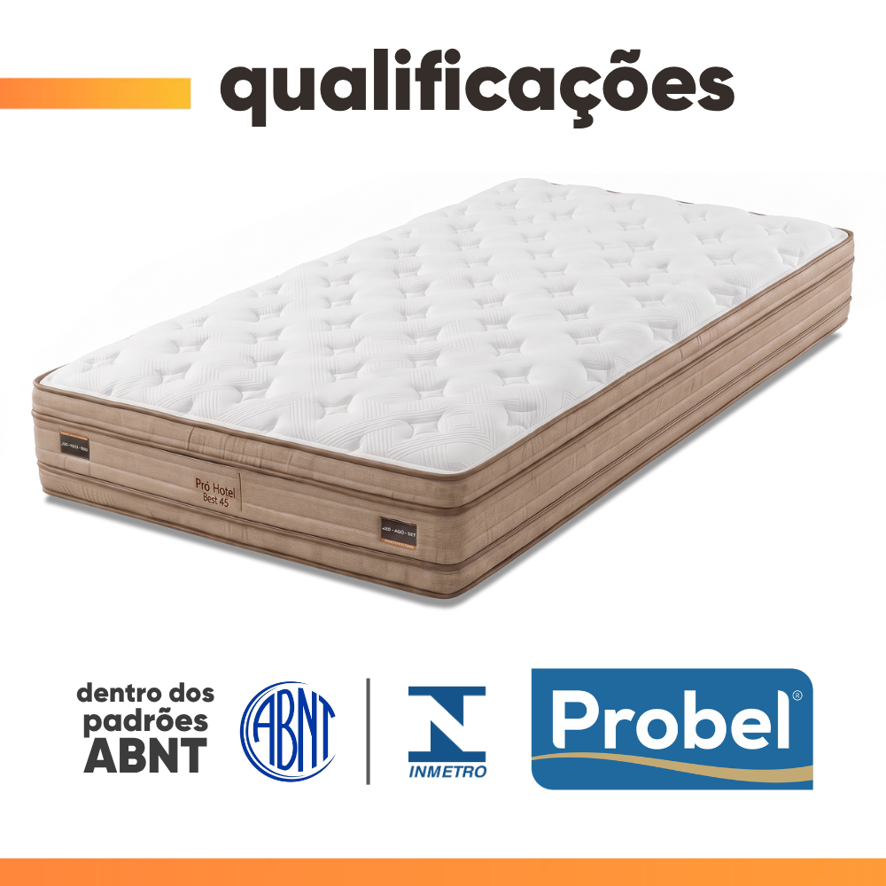 Colchão Solteiro Molas Ensacadas Euro Pillow Double Face Pró Hotel 88x188x31cm Probel Até 150kg