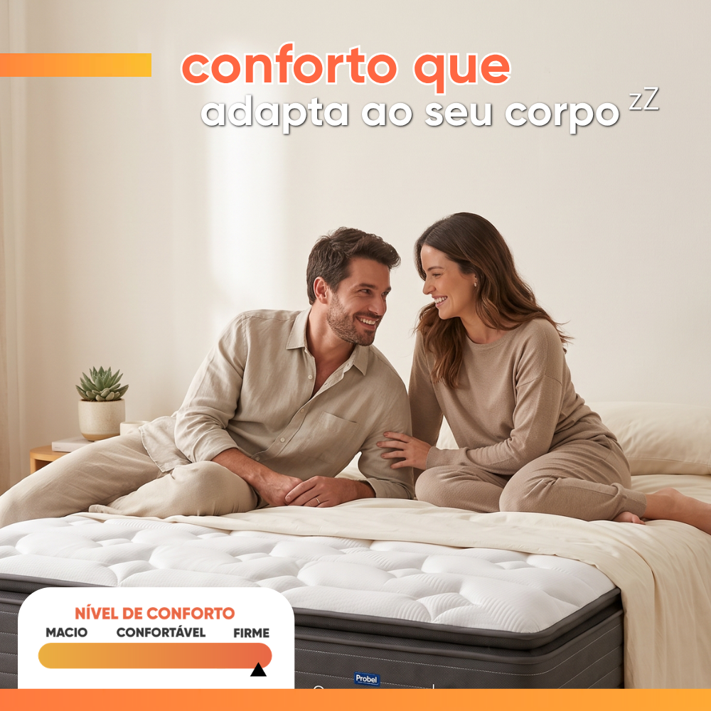Colchão Queen Molas Ensacadas Pillow Super Monaco 158x198x34cm Probel - Suporta até 180kg por pessoa